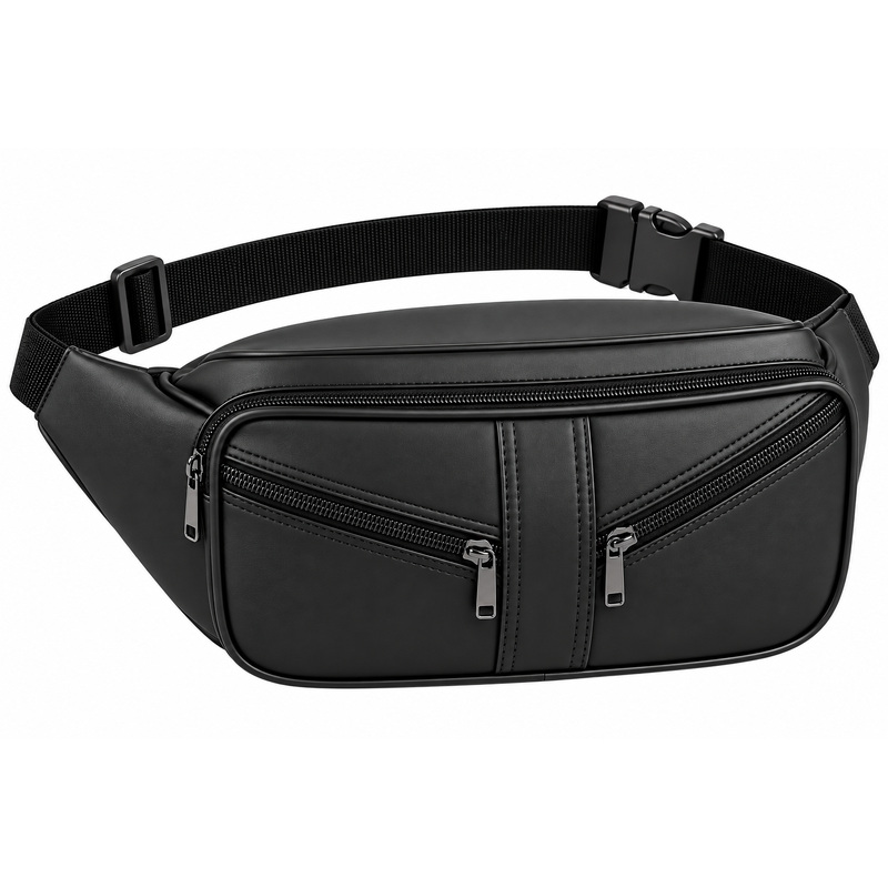 8043 *CC* P.U Bum Bag With 5 Zips (New) (image for) 8043 *CC* P.U Bum Bag With 5 Zips (New)